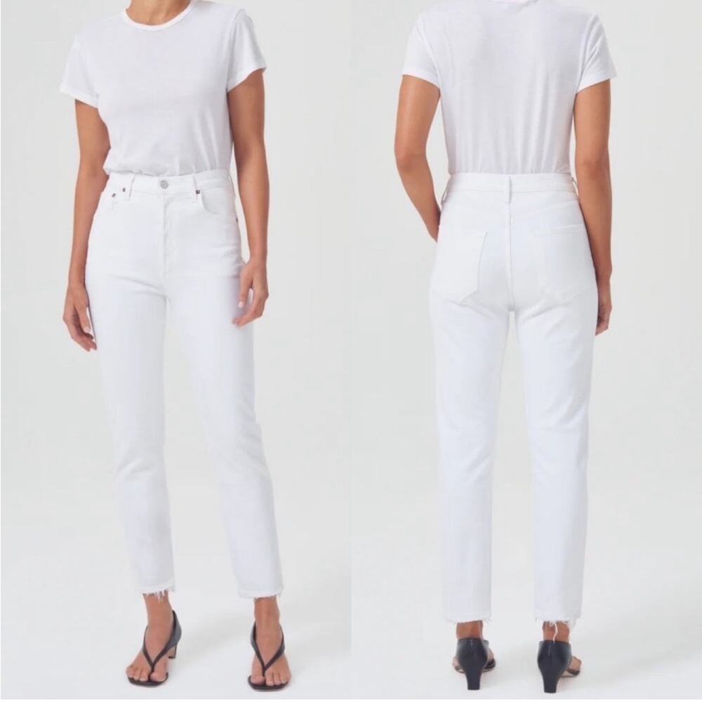 AGOLDE RILEY HIGH RISE STRAIGHT LEG CROP Jeans IN SOUR CREAM